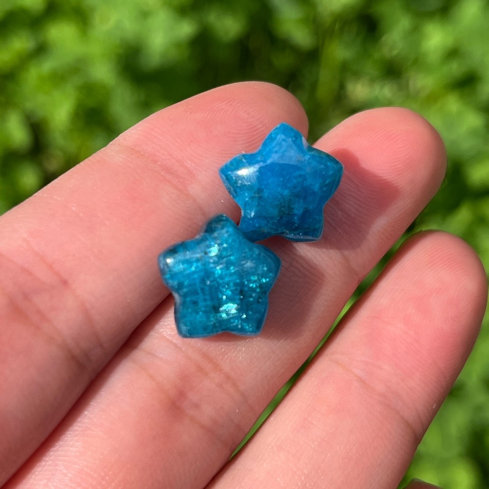 Sterling silver 925‎ stamped post apatite star ear studs